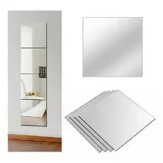 Espelho Adesivo Quadrado 15x15cm - Flexível, Nítido, Fácil Aplicação e Ideal para Decoração de Sala, Quarto e Banheiro