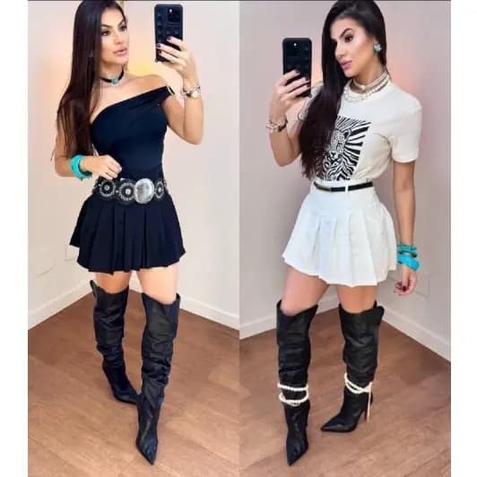 Short Saia Plissada Feminina com Pregas, Zíper em Tecido Alfaiataria - Disponível em Diversas Cores
