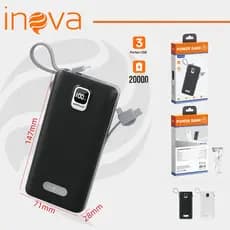 INOVA Power Bank Portátil 20000mAh Alta Capacidade Carregamento Super Rápido 22.5W Ideal para Viagem