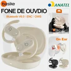 Basike Fone OWS Aberto Sem Fio Gancho Giratório Cancelamento Ruído Som Estéreo Esportivo Uso Diário
