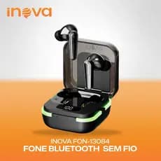 INOVA FON-13084 Fone de Ouvido Bluetooth Sem Fio Estéreo Som HD Conexão Rápida Bateria Longa Duração