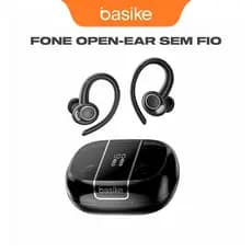 Basike Fone OWS Ouvido Aberto Bluetooth Sem Fio ENC Redução de Ruído Controle Tátil Display Digital