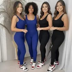 Kit com 4 Macacões Femininos Regata Inteiro Ajuste Anatômico Tecido Confortável Visual Versátil para Dia a Dia