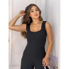 🔥 Macacão Feminino Canelado Justo Modela Corpo Moda Blogueira Tendência 2026 Casual Confortável do P ao G2 Plus Size