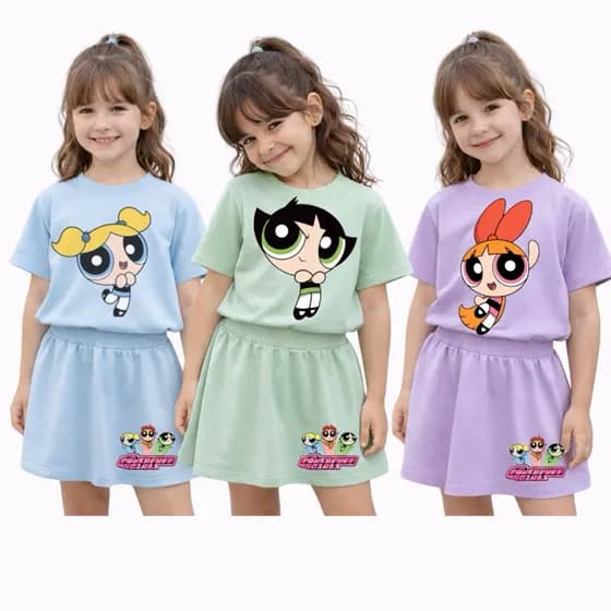 Conjunto Infantil Meninas – Blusa + Short Saia