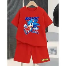 Conjunto Infantil Sonic Masculino Camiseta e Short | 06 meses a 10 anos | Azul, Preto e Vermelho