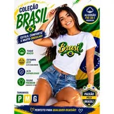 T-Shirt Feminina Brasil Cropped Premium Estampa DTF Camiseta Baby Look P M G