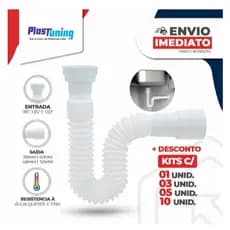 Sifao Kit Tubo Sanfonado Ajustável Lavatório/Pia/Tanque Universal 70cm