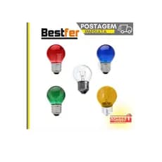 Lampada bolinha colorida Abajur 15w 127v E27 ( VARIAS CORES )