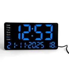 Relógio Digital LED De Parede E Mesa Calendário Alarme Data Temperatura