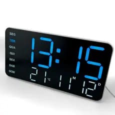 Relógio Digital LED De Parede E Mesa Calendário Alarme Data Temperatura