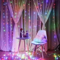 Cortina 3x3m Pisca Pisca 300 Leds 110V/220V Decoração De Natal Fio Transparente