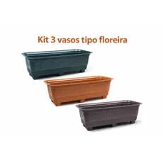 Kit 3 Jardineiras Retangular 6L para Plantas Temperos e Flores | Vaso Floreira Plástico Resistente