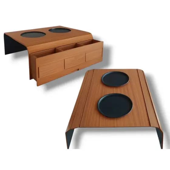 Kit 2 Esteiras Porta-Copos para Braço de Sofá Design Moderno Com 1 Porta Controle -Trecos