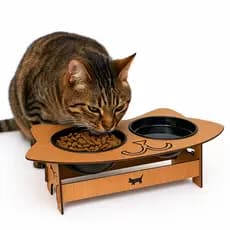 Cumbuca dupla, Comedouro Duplo MDF Pet – Gatinho para Gatos