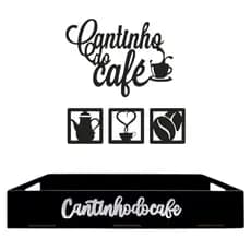 Kit Bandeja Lisa + Apliques Cantinho do Café em MDF