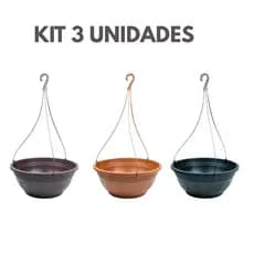 Kit 3 Vasos Cuia 6L com Alça para Pendurar Plantas – Jardim e Varanda