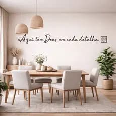 Frase em MDF Preto 3mm Aqui Tem Deus em Cada Detalhe | Decoração para Sala e Lar