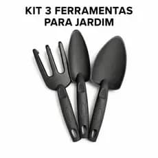 Kit Jardinagem 3 Peças 26,5cm Ferramentas de Jardim em Plástico Resistente | Pá, Rastelo e Transplantador