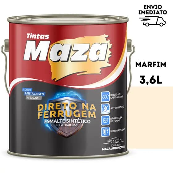 Tinta Esmalte Direto na Ferrugem 3,6 Litros Maza Cores Lisas e Metalicas - Cor Marfim