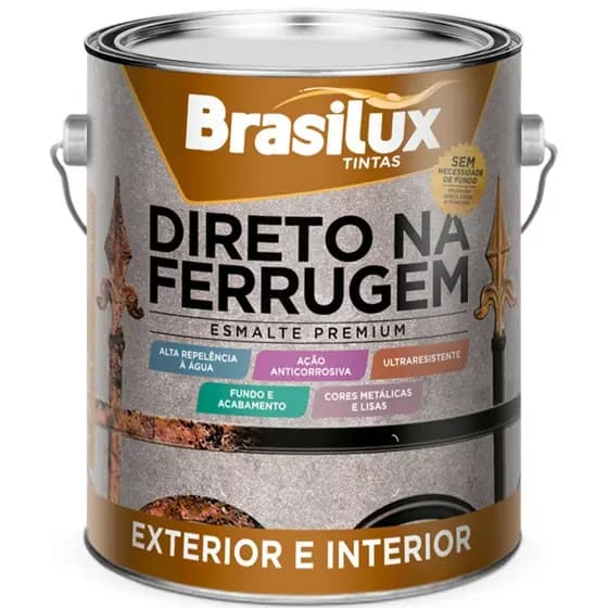 Tinta Direto na Ferrugem Esmalte Sintetico 3,6L Brasilux - Todas as Cores Disponiveis - Cor Azul frança