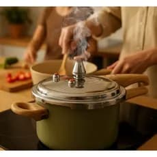 Panela Pressão 4,2L Max Chef Wood Cinza Indução Antiaderente Tampa Segura Fogão Gás Elétrico Moderna Cozinha