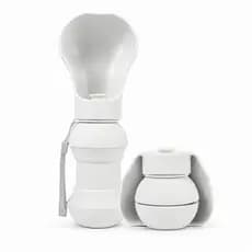Garrafa Bebedouro Portátil Para Pets de Silicone Cachorro Gato 300ml Branco