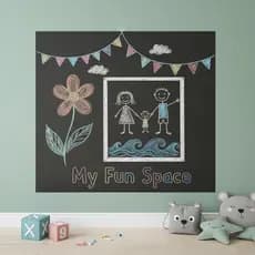 Papel Parede Adesivo Quadro Negro 2m PVC com 5 Giz Coloridos Lousa Escolar Infantil Decoração