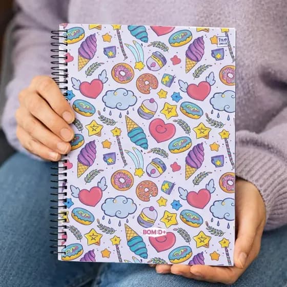 Caderno Universitário Capa Dura doces feminino 10 Matérias – 160 folhas