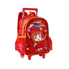 Mochila Escolar Infantil com Rodinhas Os Aventureiros Vermelha