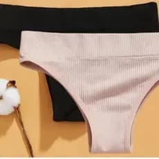 Kit 2/4/6 Calcinhas Canelada Importada Tanga Conforto Calcinha Cintura Alta Pala Dupla