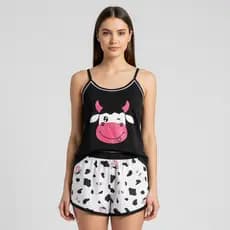 Baby Doll Feminino Adulto Malha PV Não Dá Bolinha Cós Duplo Alcinha Reforçada