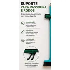 Suporte de Parede para Vassoura, Rodo e Utensílios de Limpeza
