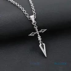 Colar Anime Fate/Stay Night para Homens Attila Pendragon Pingente Cruz Prata Moderna Acessórios de Joias