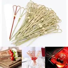 20 tesouras descartáveis de bambu em formato de coração, usadas para decorar alimentos, sobremesas, coquetéis, bifes e f