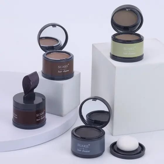 Pó Compacto Impermeável para Sombra de Cabelo Castanho Escuro, Pó para Sombra de Cabelo em 4 Cores, Corretivo que Cobre