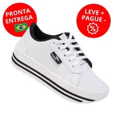 Tênis Casual Feminino Plataforma Conforto Leve e Super Estiloso Branco Macio