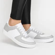 Tênis Feminino Casual Lindo Leve Macio Branco Cinza Streetwear Confortável