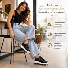 Tênis Casual Feminino Sola Alta Conforto Leve e Super Estiloso Macio