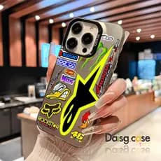 Capa moto off-road para iPhone 17 16 15 14 13 Pro Max, acabamento prateado elegante, resistente