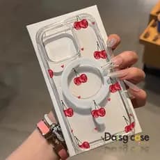 Bonito Cereja Impresso Magnético Caso De Telefone Para Iphone 11 13 12 Pro Max 16 17 15 14 XR X XS 7 8 Plus Capa