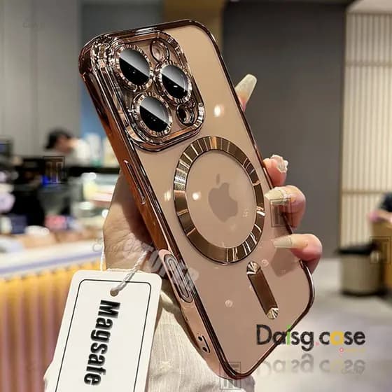 Capa Magnética com Textura CD para iPhone 11/12/13/14/15/16 Pro Max, 7/8 Plus