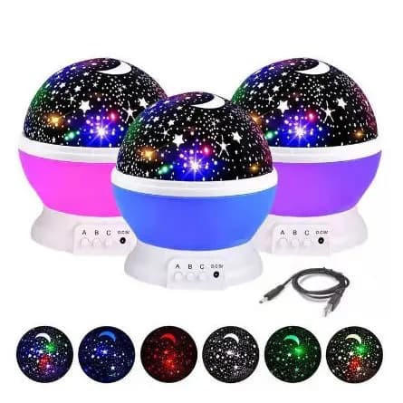 Mini Abajur Projetor Estrelas  Infantil Luminaria Estrelas De Luz Galaxia Céu Estrelado Criativo Rotação Noite Luzes