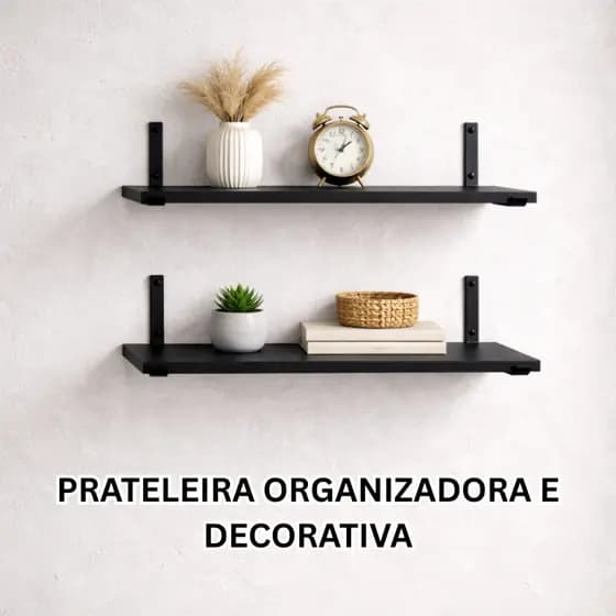 Kit 2 Prateleira Industrial Decorativa com Mão Francesa Invertida Nicho Decoração Casa