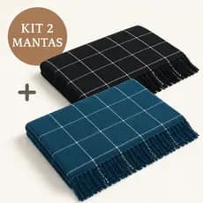Kit 2 Mantas 240x180 Manta para Sofá Quadro Tecido Grosso Duas Cores Capa de Sofá Cama King Sala
