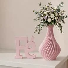 Kit Decorativo em 3D Fé + Vaso de Flores Casa e Decoração Sala e Escritório Impressão 3D