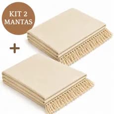 Kit 2 Mantas Para Sofá Grande 220x160cm e 240x180cm Algodão Macio Decorativa Peseira Capa de Sofa