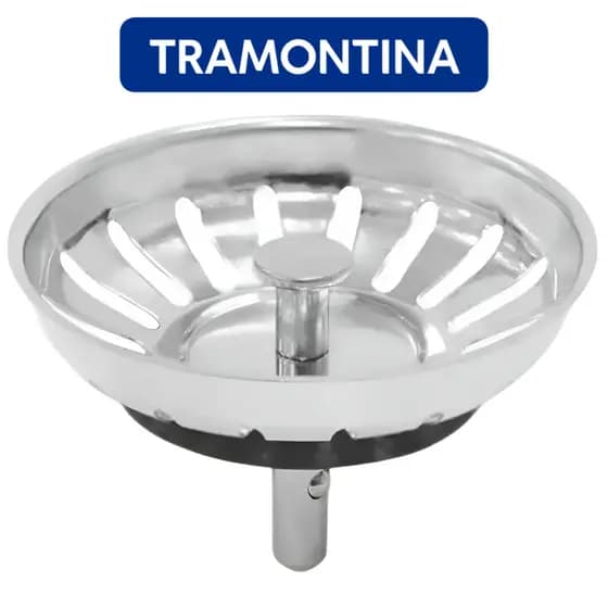 Peneira Tampa Veda Válvula Tramontina 4 1/2 Inox Para Pia Cuba Luxo Cestinho