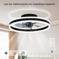 Ventilador de Teto com Controle Remoto e Iluminação LED Multicolorida.