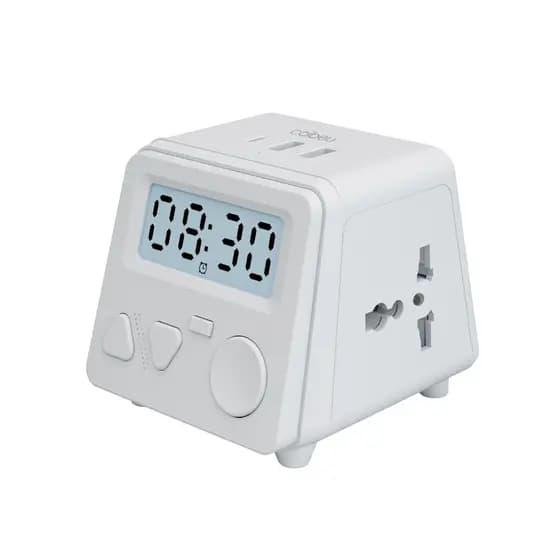 Novo multifuncional cabo de extensão socket com alarme cronometro 2 sockets 3USB conector criativo